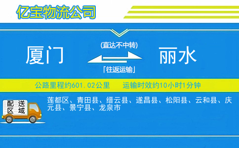 厦门到丽水物流公司