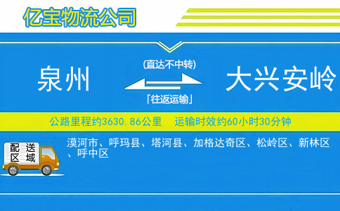 泉州到大兴安岭物流公司