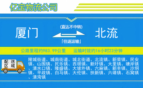 厦门到北流物流公司