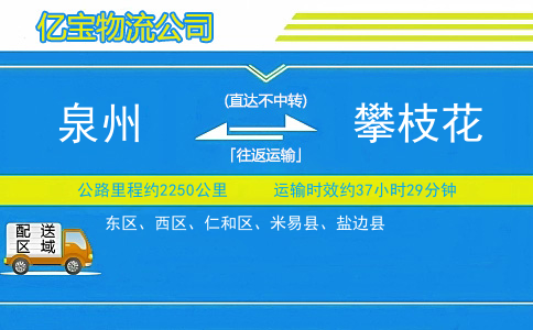 泉州到攀枝花物流公司