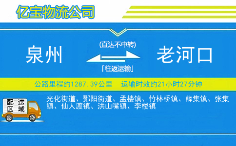 泉州到老河口物流公司