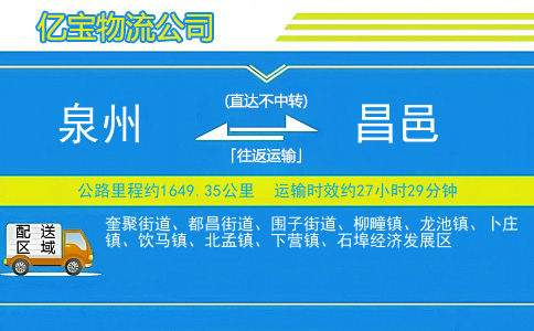 泉州到昌邑物流公司