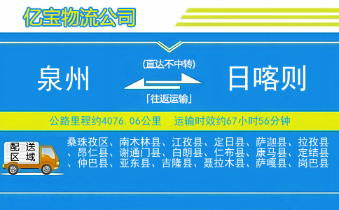 泉州到日喀则物流公司