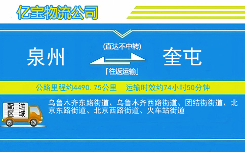 泉州到奎屯物流公司