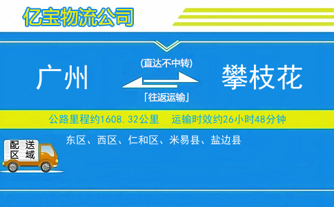 广州到攀枝花物流公司