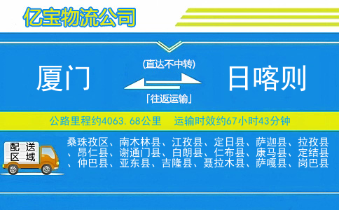 厦门到日喀则物流公司