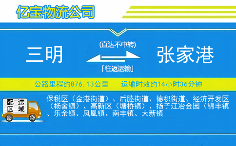 三明到张家港物流公司