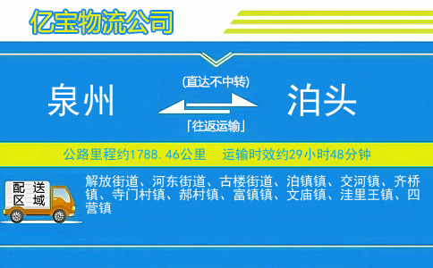 泉州到泊头物流公司