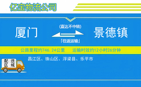 厦门到景德镇物流公司